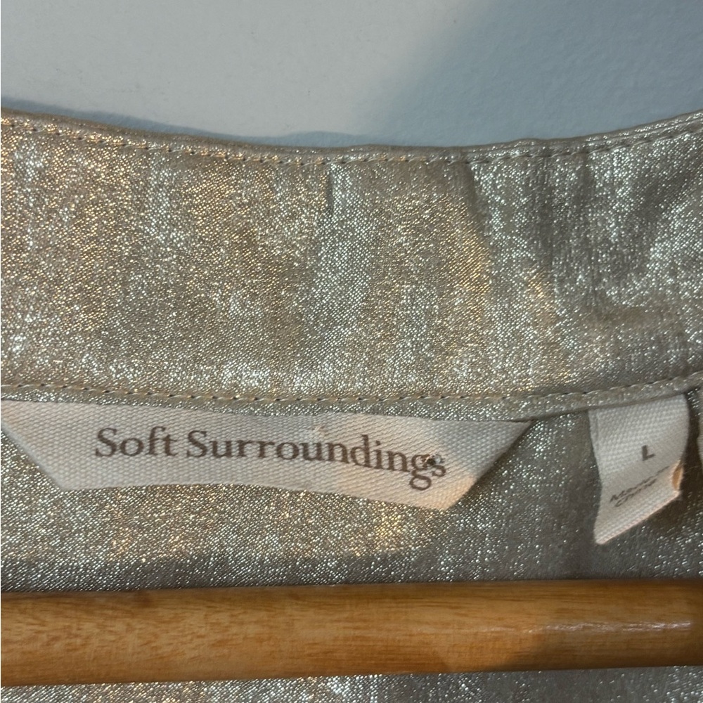 Soft Surroundings Gigi Tunic Blouse Champagne Gold Large Lagenlook Career Party - Picture 3 of 10
